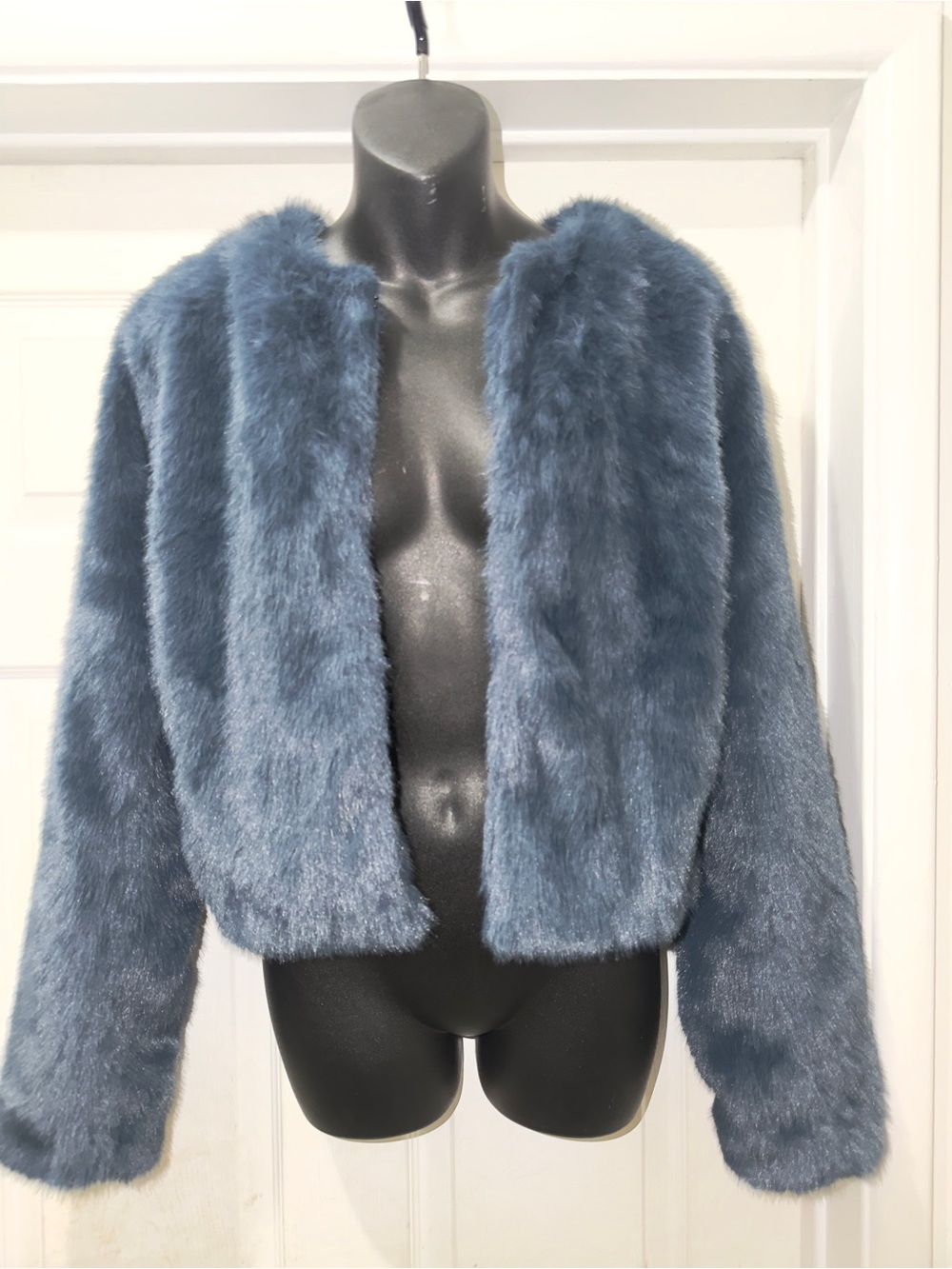 New without tags Loft by Ann Taylor Blue Faux Fur Jacket